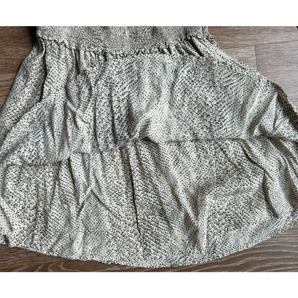 Rails Jasmine Cream Snakeskin Smocked Waist V-neck Mini Dress Size Small - Picture 7 of 8